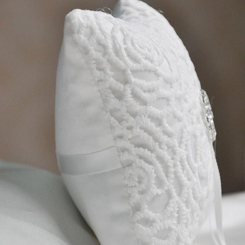 White Wedding Ring Pillow Elegant Soft Photo Props For Memorable Ceremony Decoration - Image 3